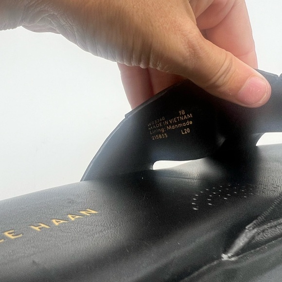 Cole Haan - Grandpro Rally Criss Cross Slide Black Leather Sandal Size 9 - Picture 14 of 15